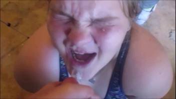 Cum Facials compilation on desperate horny teens huge loads hitting, mouth, up the nose, eyes and hair