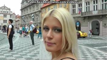 Wild public sex with horny blonde girl