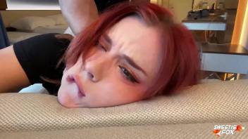 Redhead Hard Fucking and Deep Blowjob - Cum in Mouth